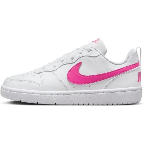 NWT Nike girl Court Borough Low Recraft Big Kid Shoes,White/Laser Fuchsia Sz 6.5 - Picture 1 of 7